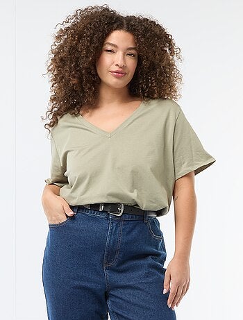 T-shirt basique à manches courtes et col V