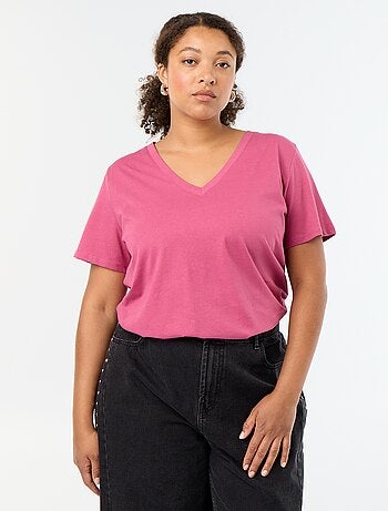 T-shirt basique à manches courtes et col V