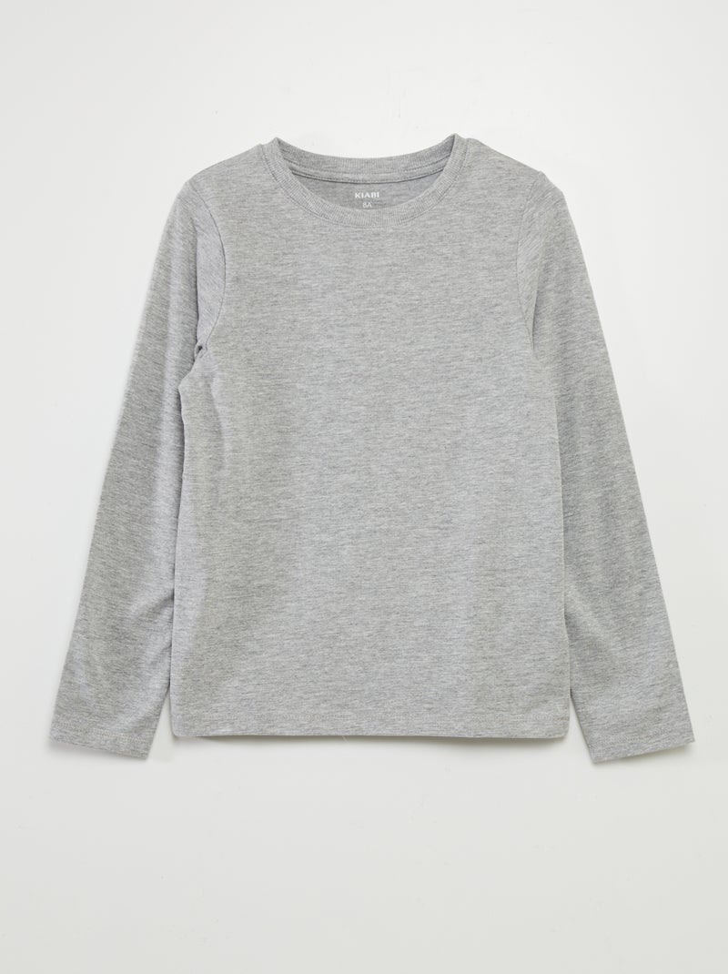 T-shirt basique à manches longues Gris - Kiabi