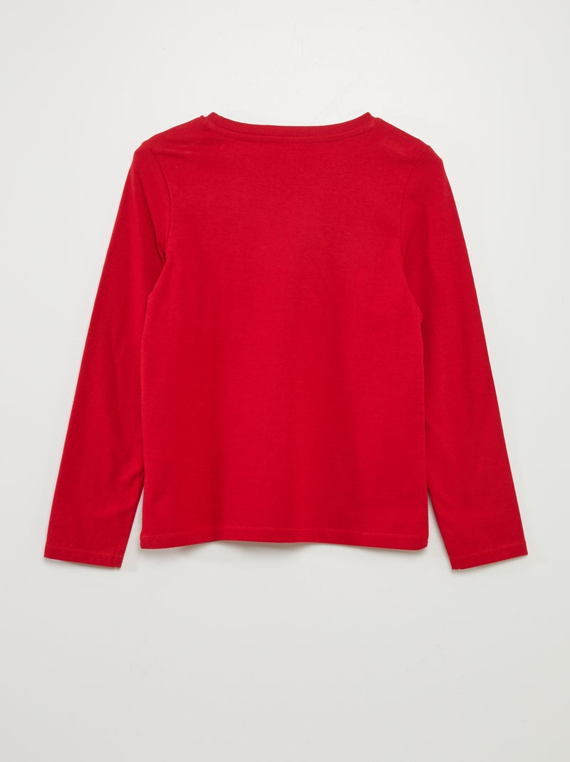 T-shirt basique à manches longues Rouge - Kiabi