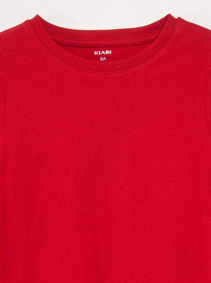 T-shirt basique à manches longues Rouge - Kiabi