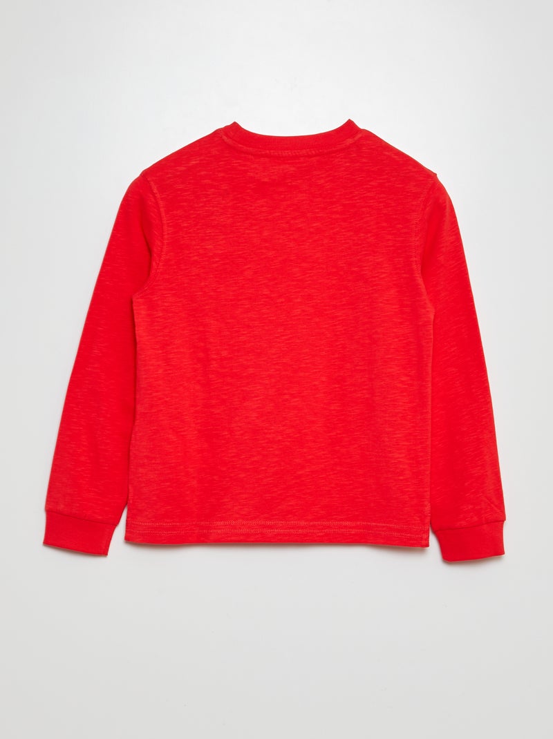 T-shirt basique à manches longues Rouge - Kiabi