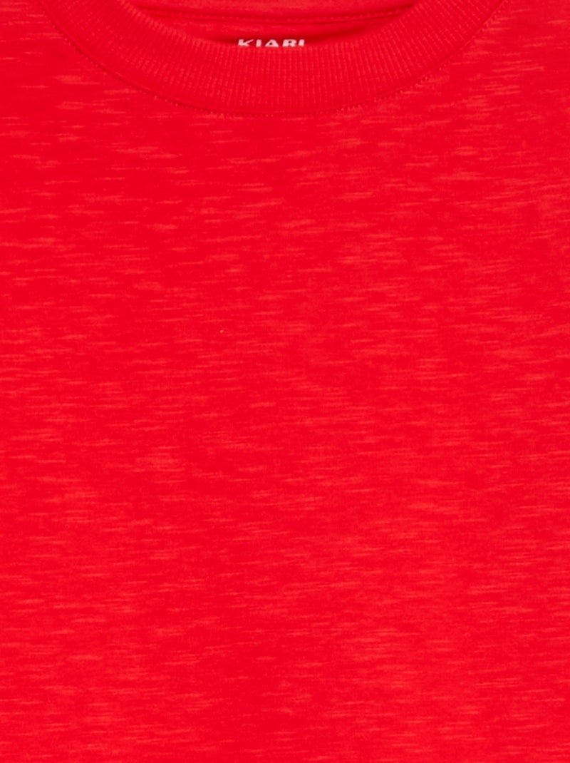 T-shirt basique à manches longues Rouge - Kiabi