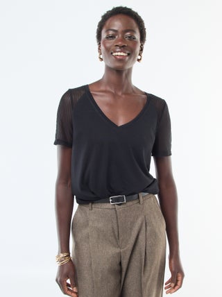 T-shirt basique avec manches en résille 'JDY'