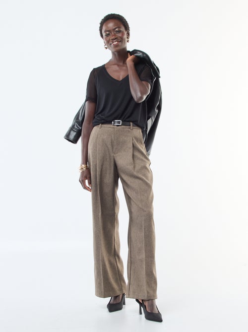 T-shirt basique avec manches en résille 'JDY' - Kiabi