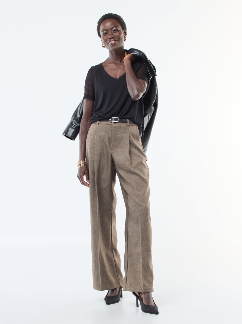 T-shirt basique avec manches en résille 'JDY' Noir - Kiabi