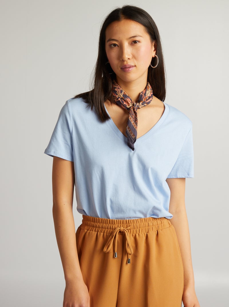 T-shirt basique Bleu ciel - Kiabi