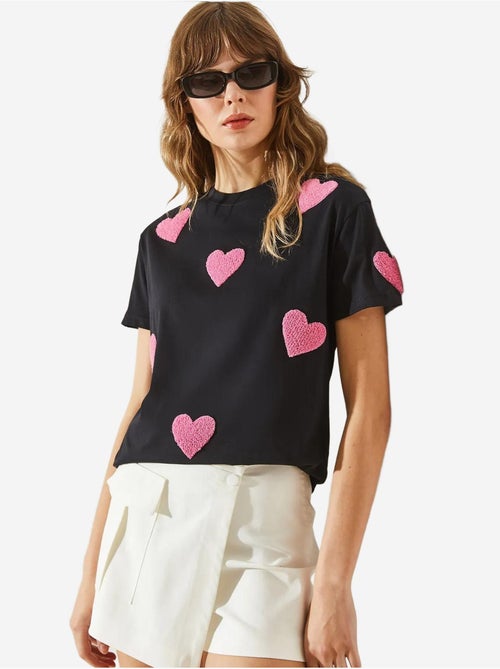T-shirt basique brodé cœur bianco lucci - Kiabi T-shirt basique brodé cœur bianco lucci - Kiabi