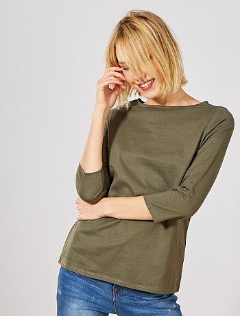 T-shirt basique col bateau - Kiabi