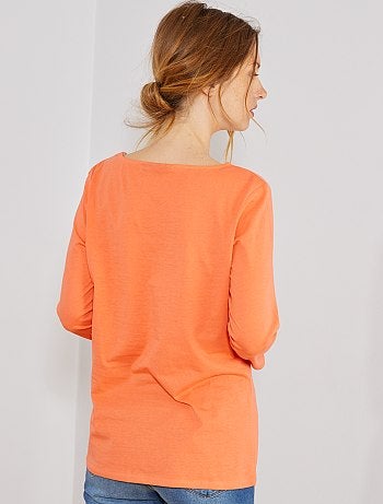 T-shirt basique col bateau - Kiabi