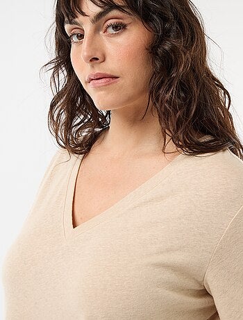 T-shirt basique col V et manches courtes