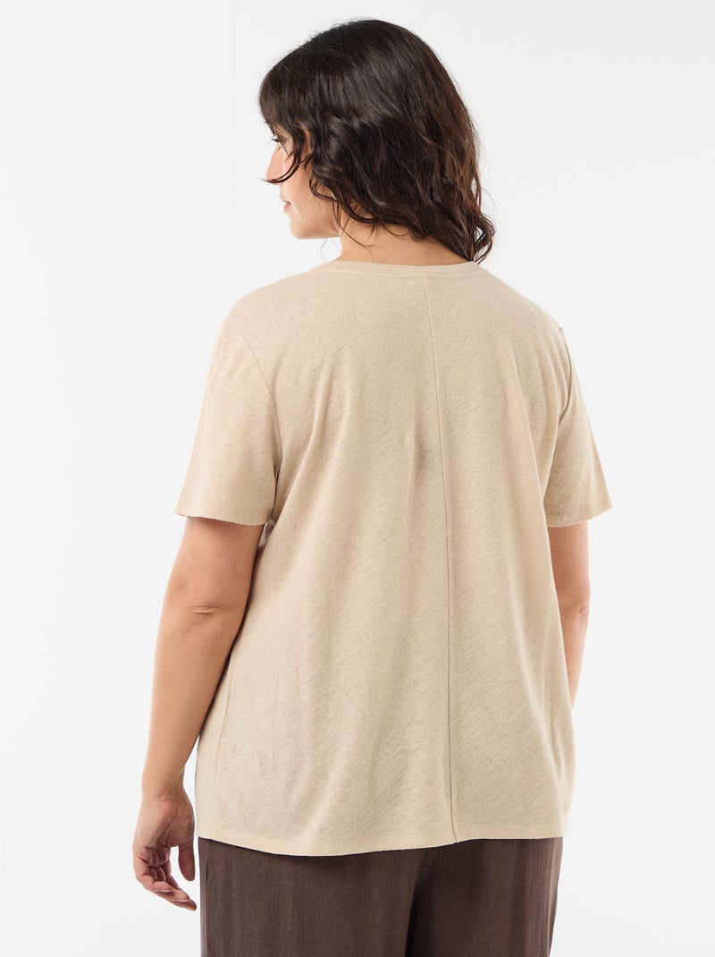T-shirt basique col V et manches courtes Blanc - Kiabi