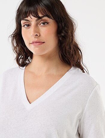 T-shirt basique col V et manches courtes