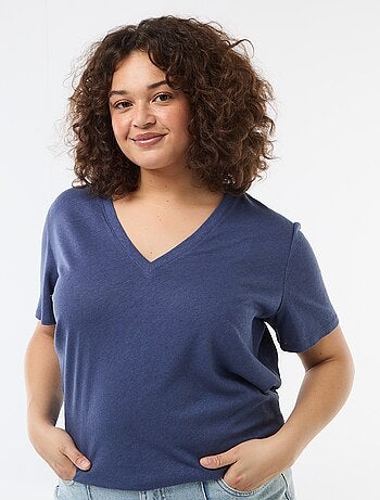 T-shirt basique col V et manches courtes