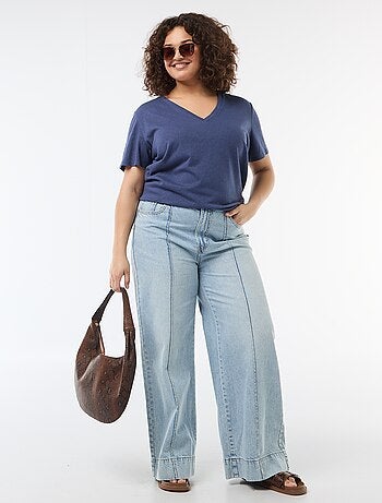 T-shirt basique col V et manches courtes