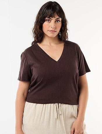 T-shirt basique col V et manches courtes