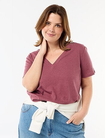 T-shirt basique col V et manches courtes