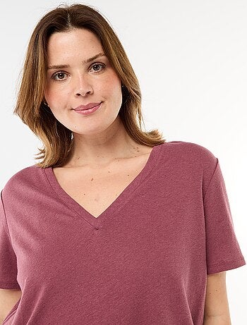 T-shirt basique col V et manches courtes