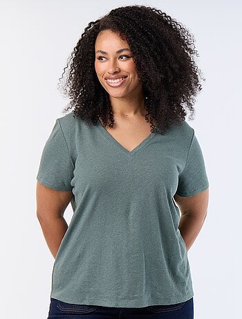 T-shirt basique col V et manches courtes