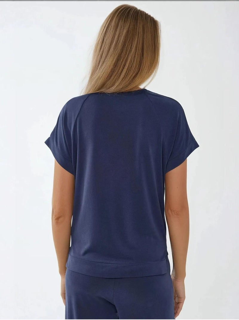 T-shirt basique doux au toucher hiccup Bleu marine - Kiabi