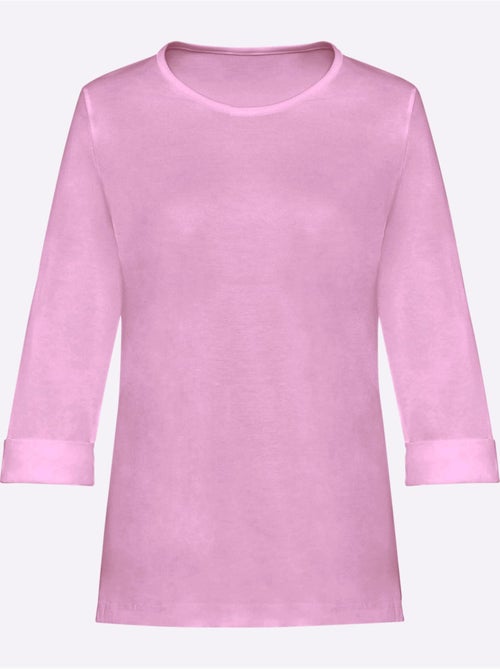 T-shirt basique en coton à col rond et manches 3/4 - taille standard - moda vilona - Kiabi T-shirt basique en coton à col rond et manches 3/4 - taille standard - moda vilona - Kiabi