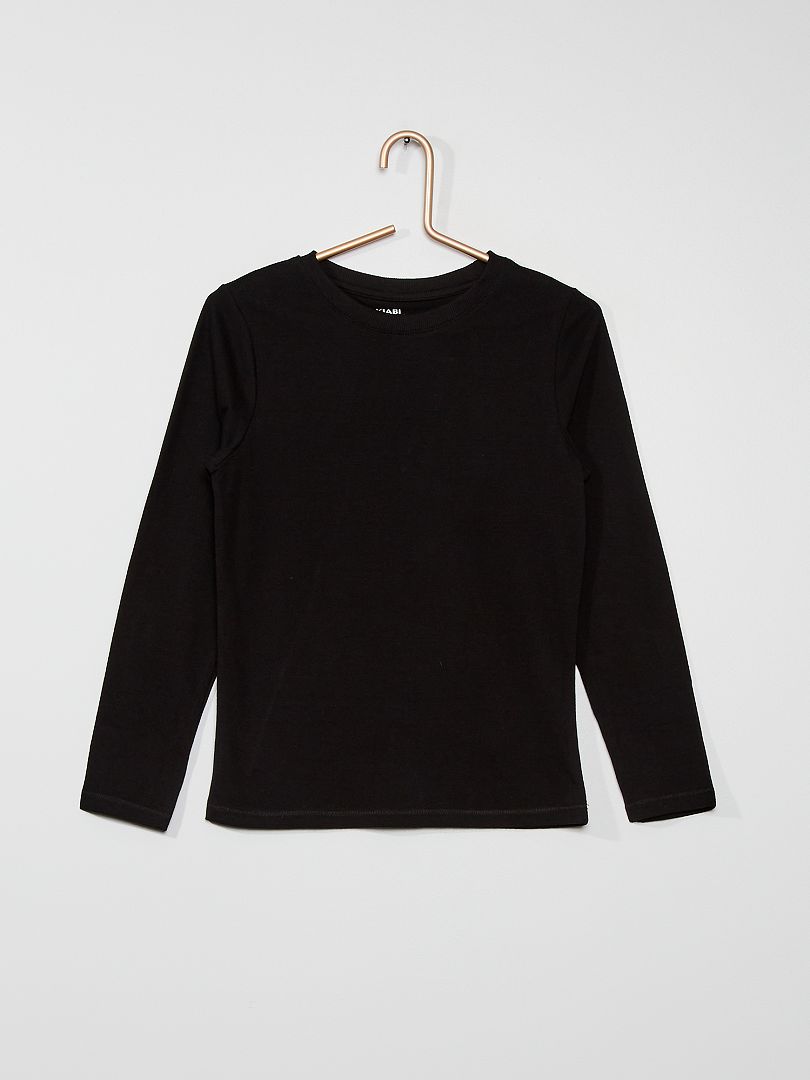 T-shirt basique en coton noir - Kiabi