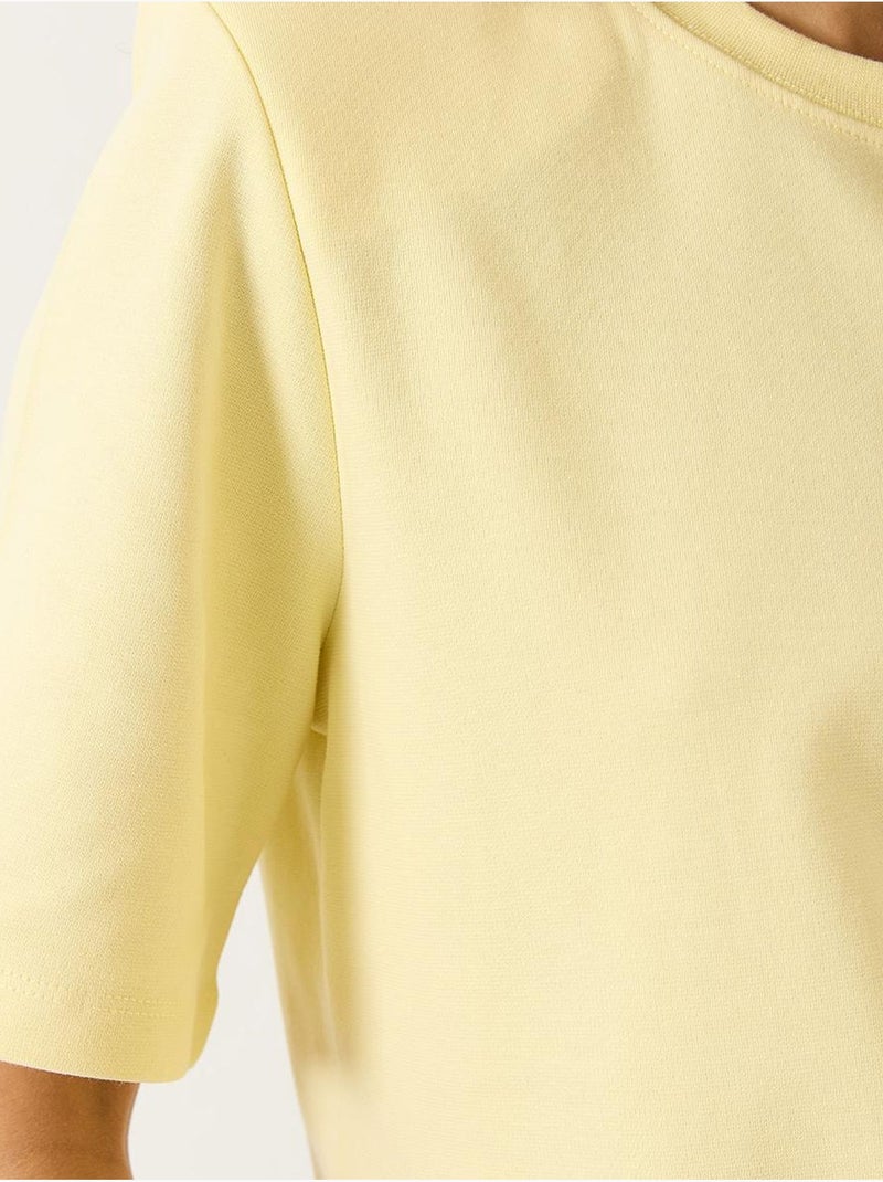 T-shirt basique en coton rembourré à col rond bianco lucci Jaune citron - Kiabi