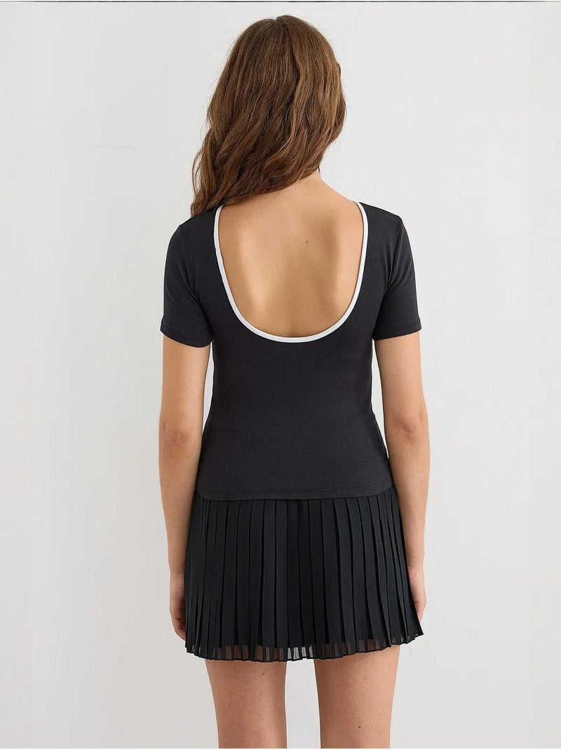 T-shirt basique en jersey avec dos ouvert hiccup Noir - Kiabi