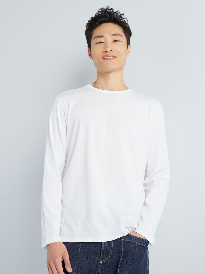 T-shirt basique en jersey blanc - Kiabi