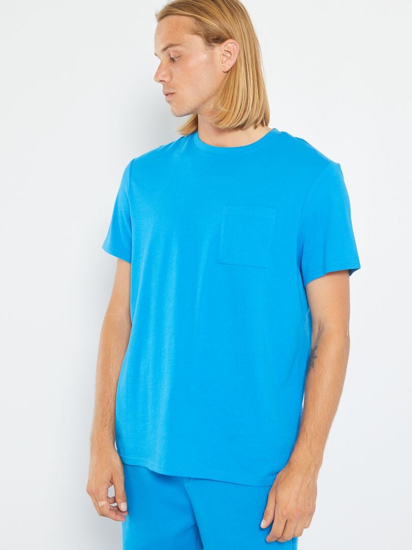 T-shirt basique en jersey bleu azur - Kiabi