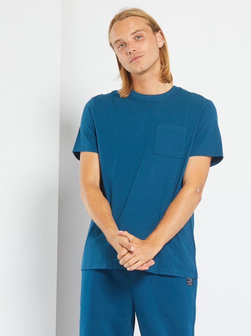 T-shirt basique en jersey Bleu - Kiabi