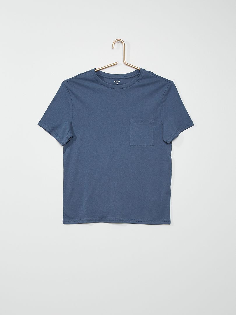 T-shirt basique en jersey bleu - Kiabi