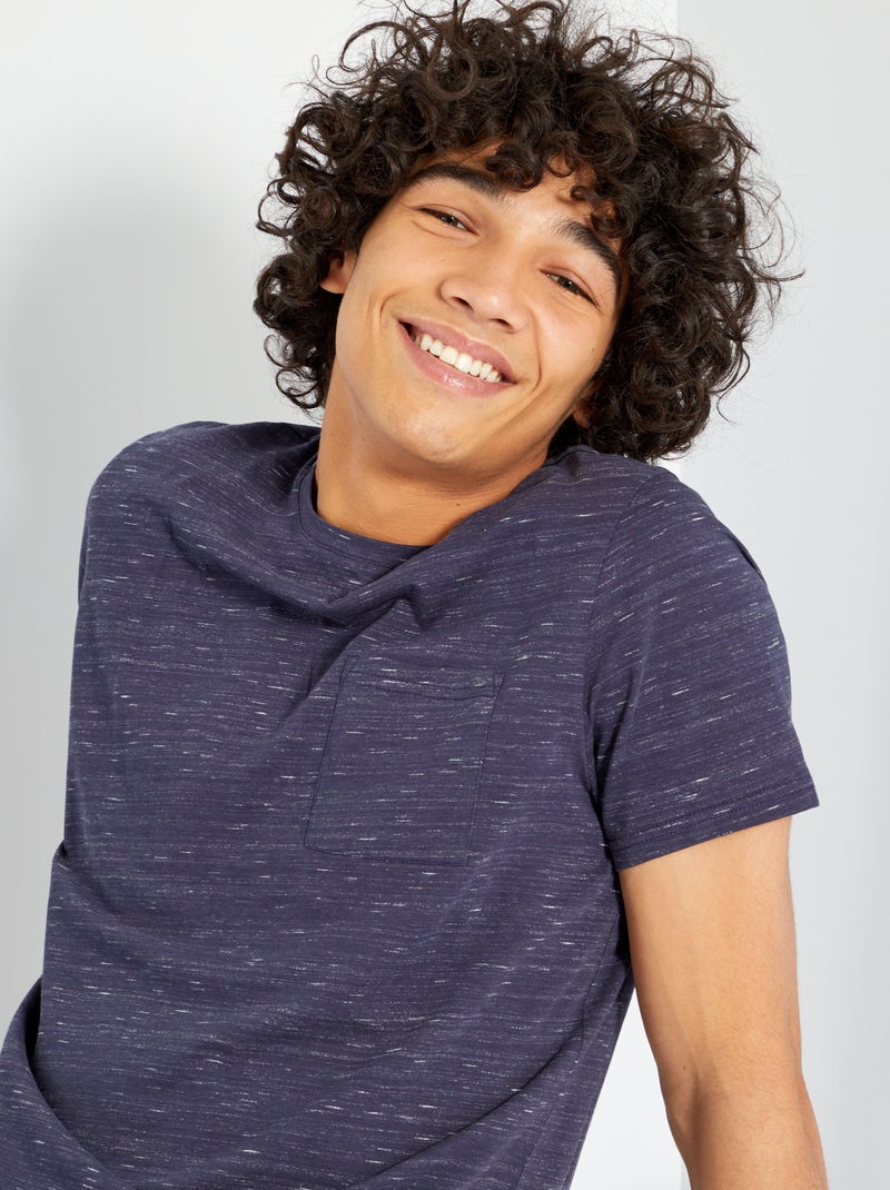 T-shirt basique en jersey bleu - Kiabi