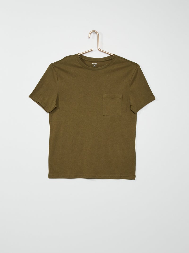 T-shirt basique en jersey kaki - Kiabi