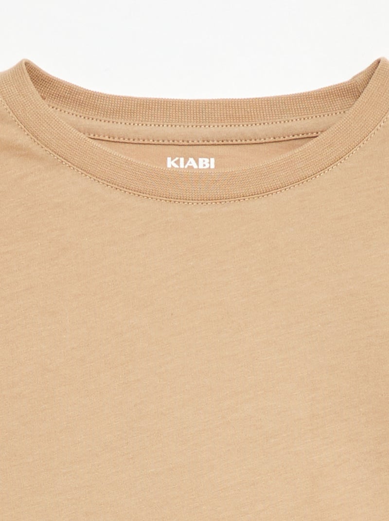 T-shirt basique en jersey uni Beige - Kiabi
