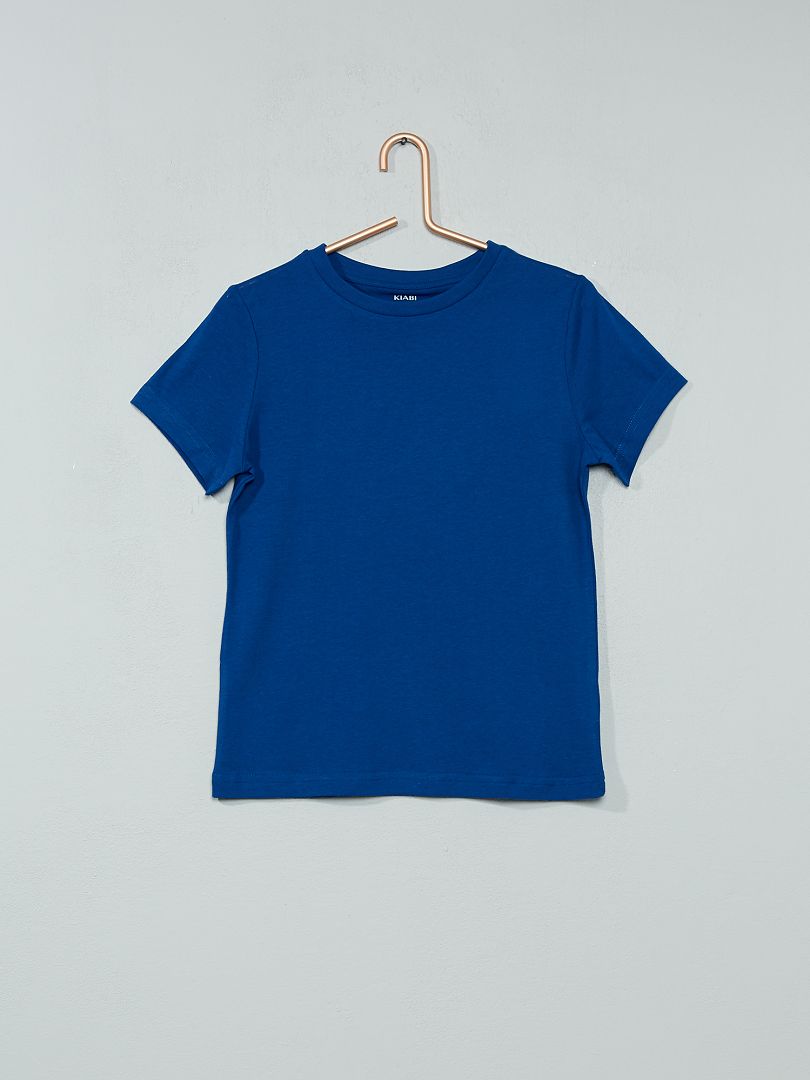 T-shirt basique en jersey uni bleu foncé - Kiabi