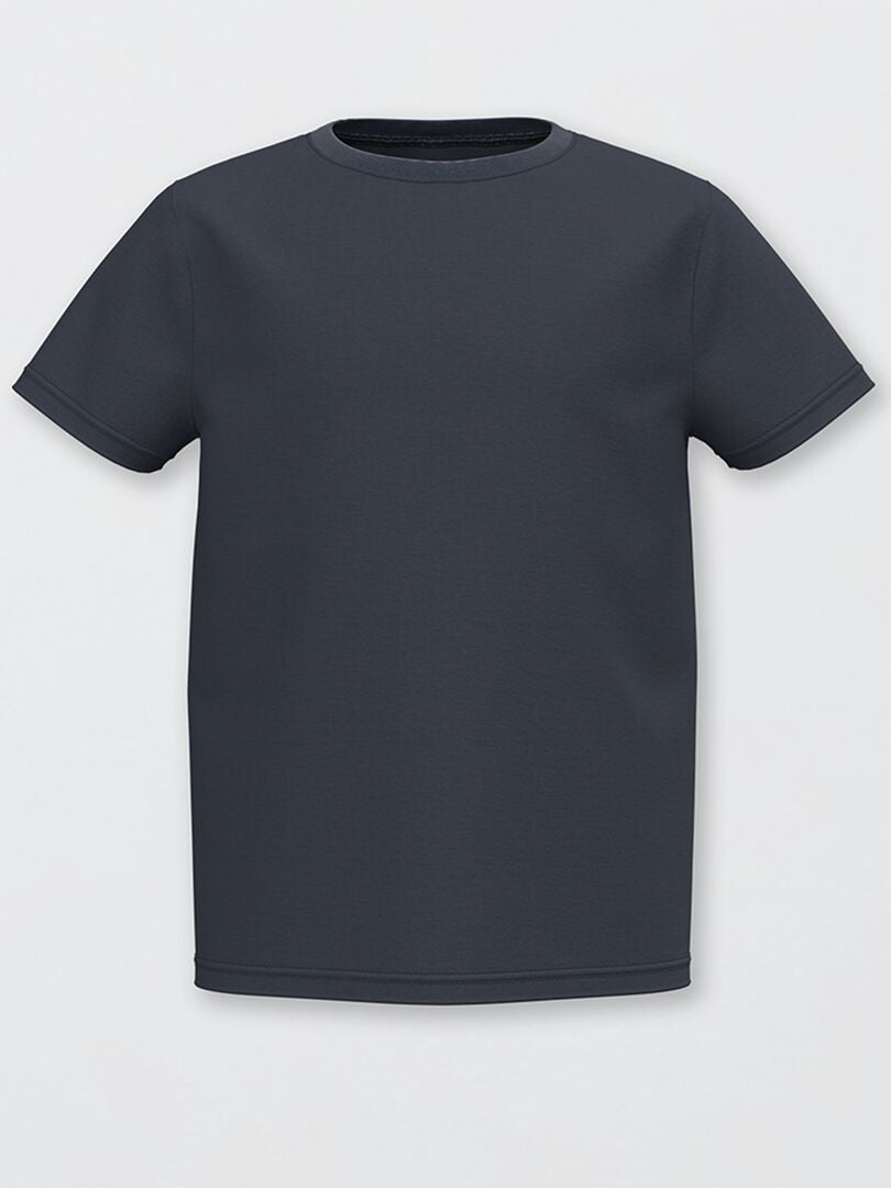 T-shirt basique en jersey uni bleu - Kiabi
