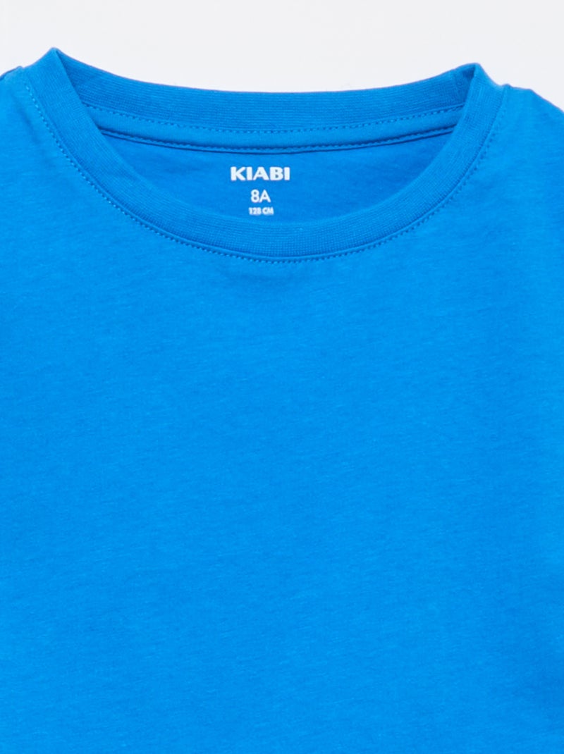 T-shirt basique en jersey uni Bleu - Kiabi