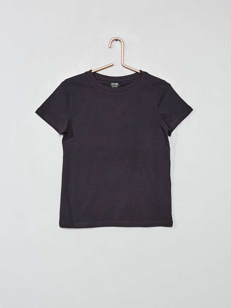 T-shirt basique en jersey uni gris foncé - Kiabi