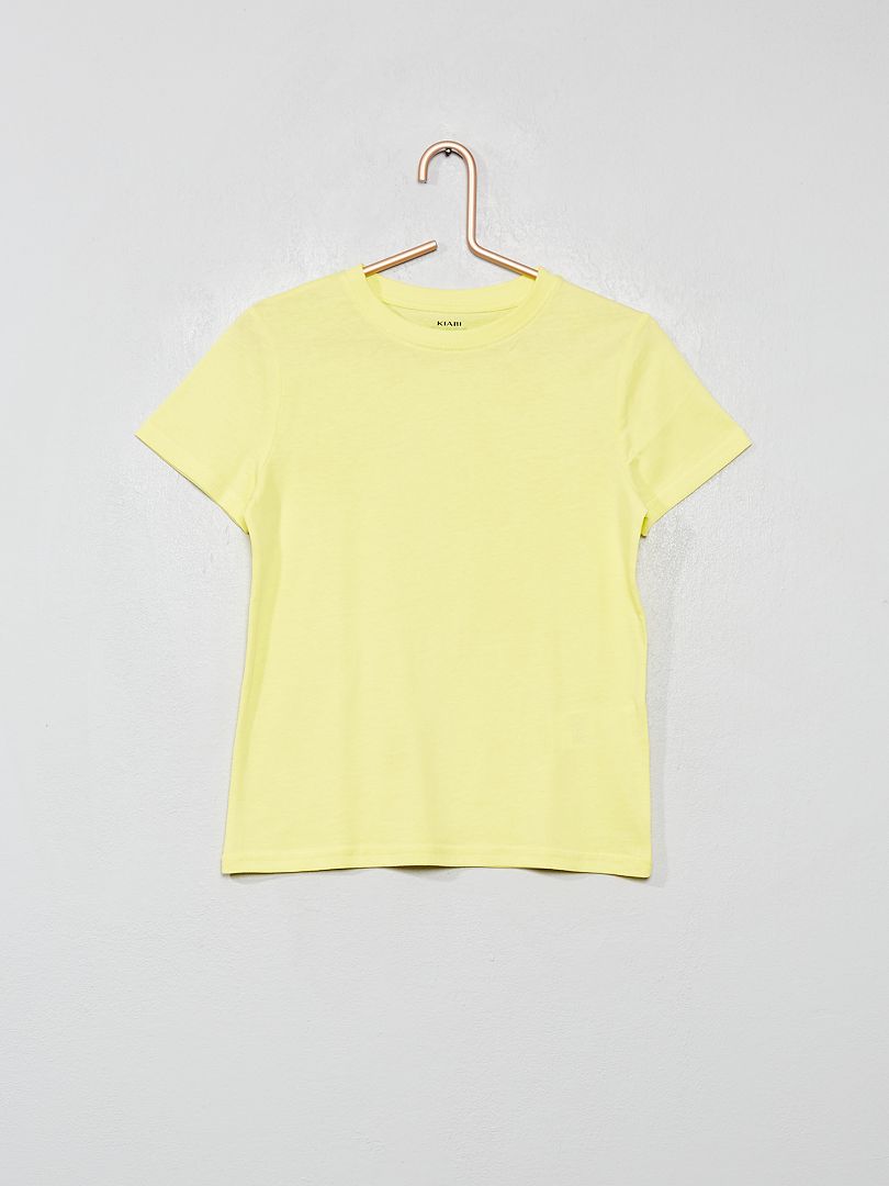 T-shirt basique en jersey uni jaune - Kiabi