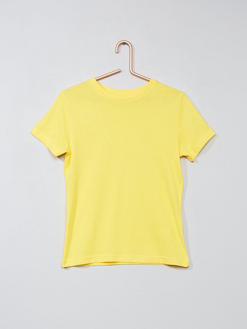 T-shirt basique en jersey uni JAUNE - Kiabi