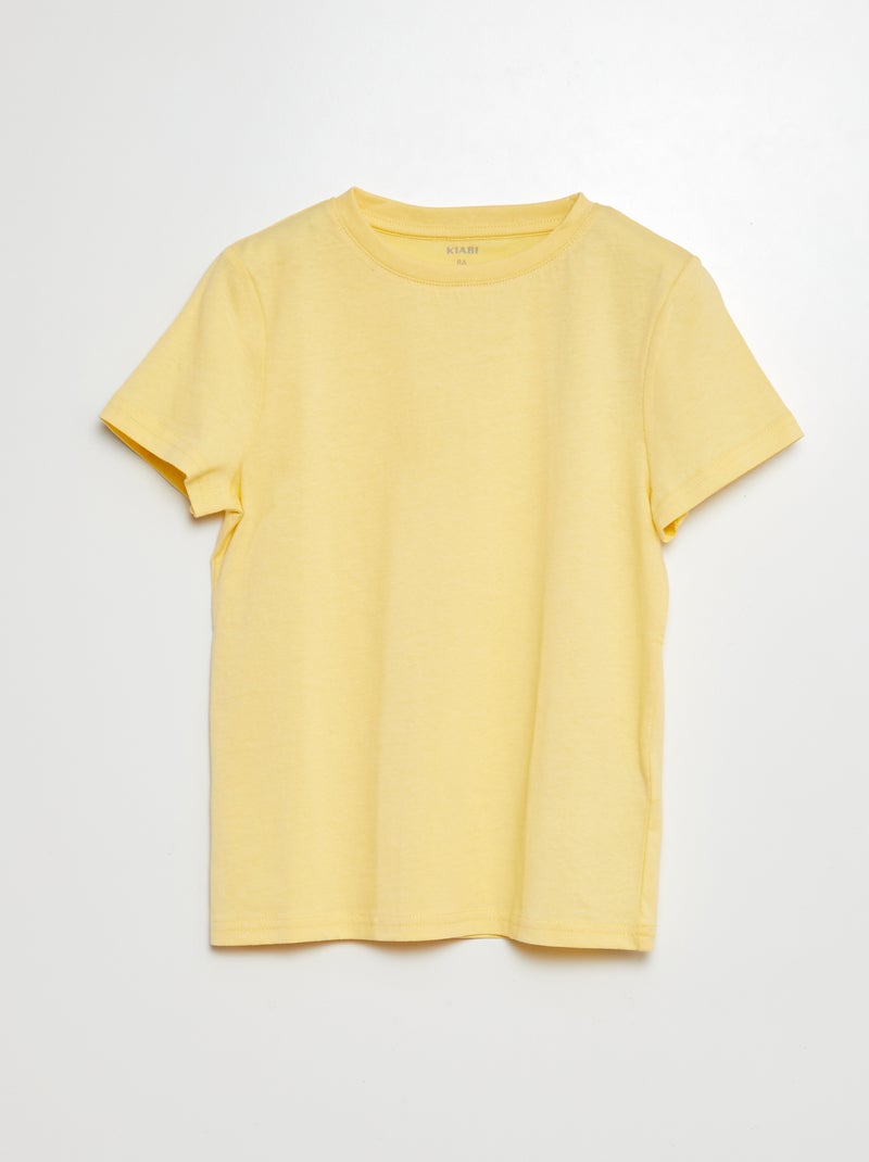 T-shirt basique en jersey uni JAUNE - Kiabi