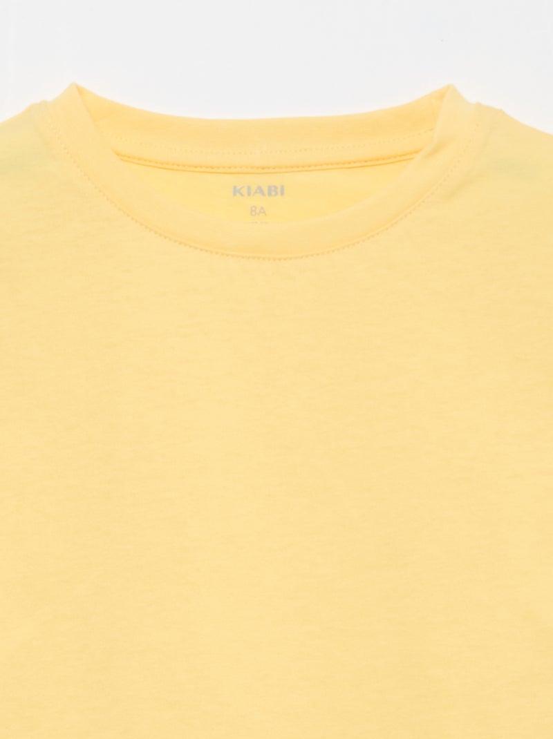 T-shirt basique en jersey uni Jaune - Kiabi