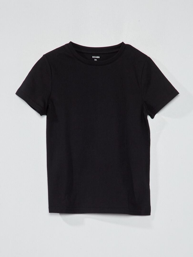 T-shirt basique en jersey uni noir - Kiabi