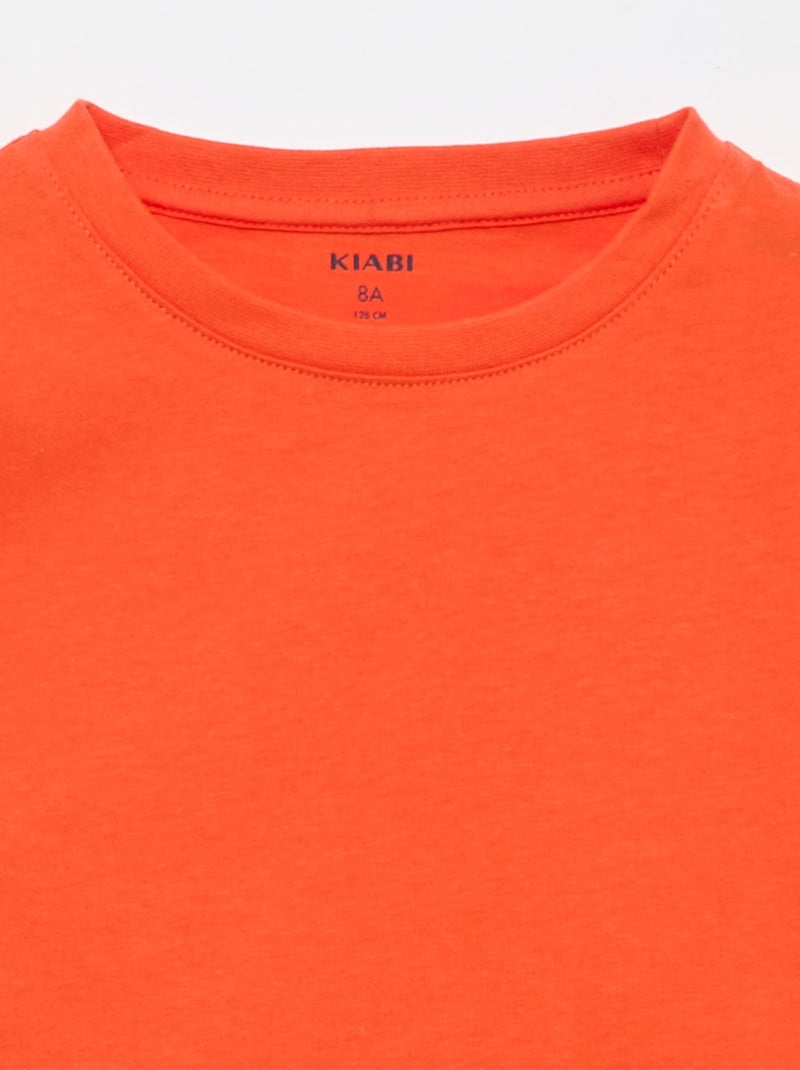 T-shirt basique en jersey uni Orange - Kiabi