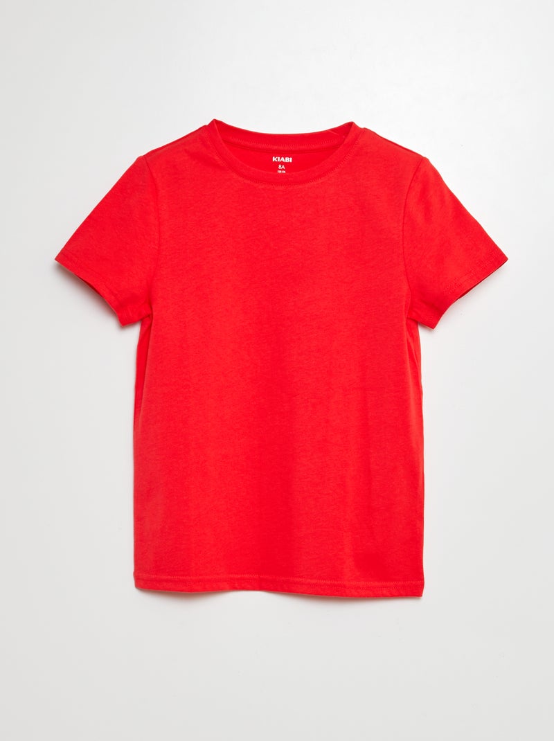 T-shirt basique en jersey uni ROUGE - Kiabi