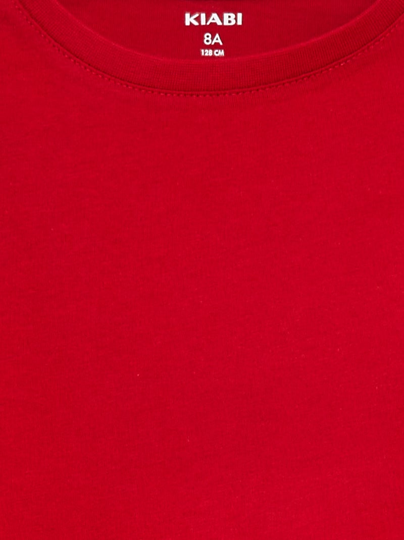 T-shirt basique en jersey uni ROUGE - Kiabi