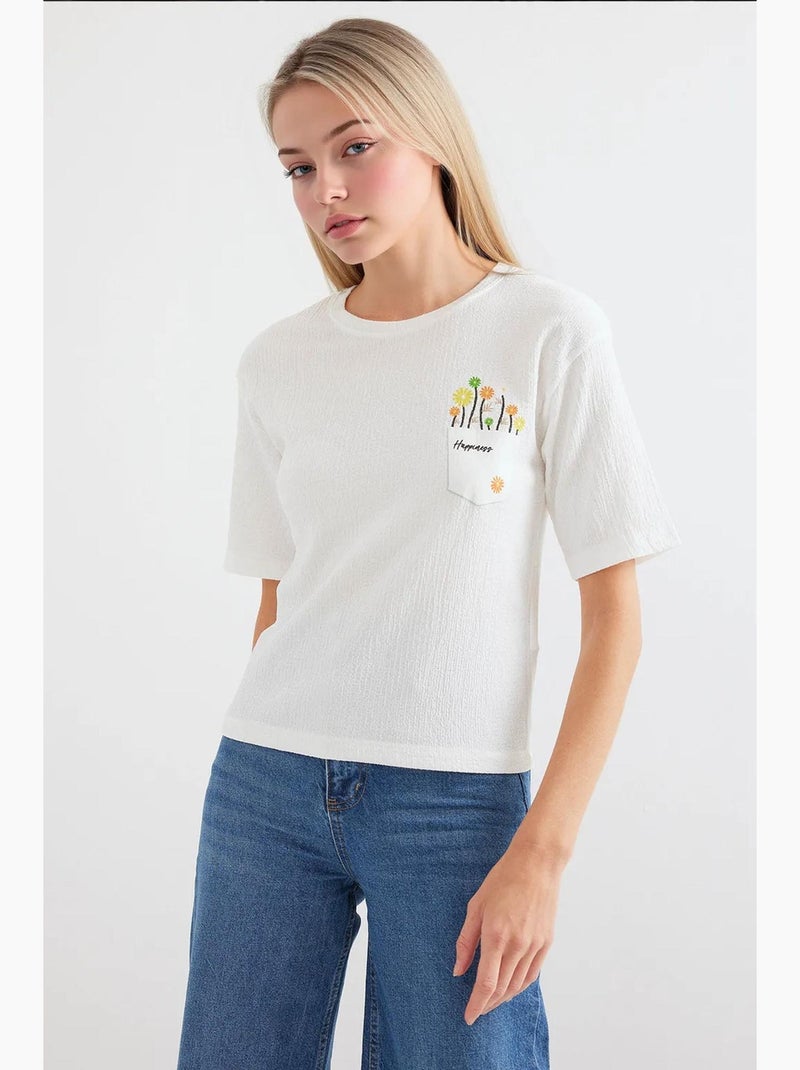 T-shirt basique en tricot imprimé bdart Blanc - Kiabi