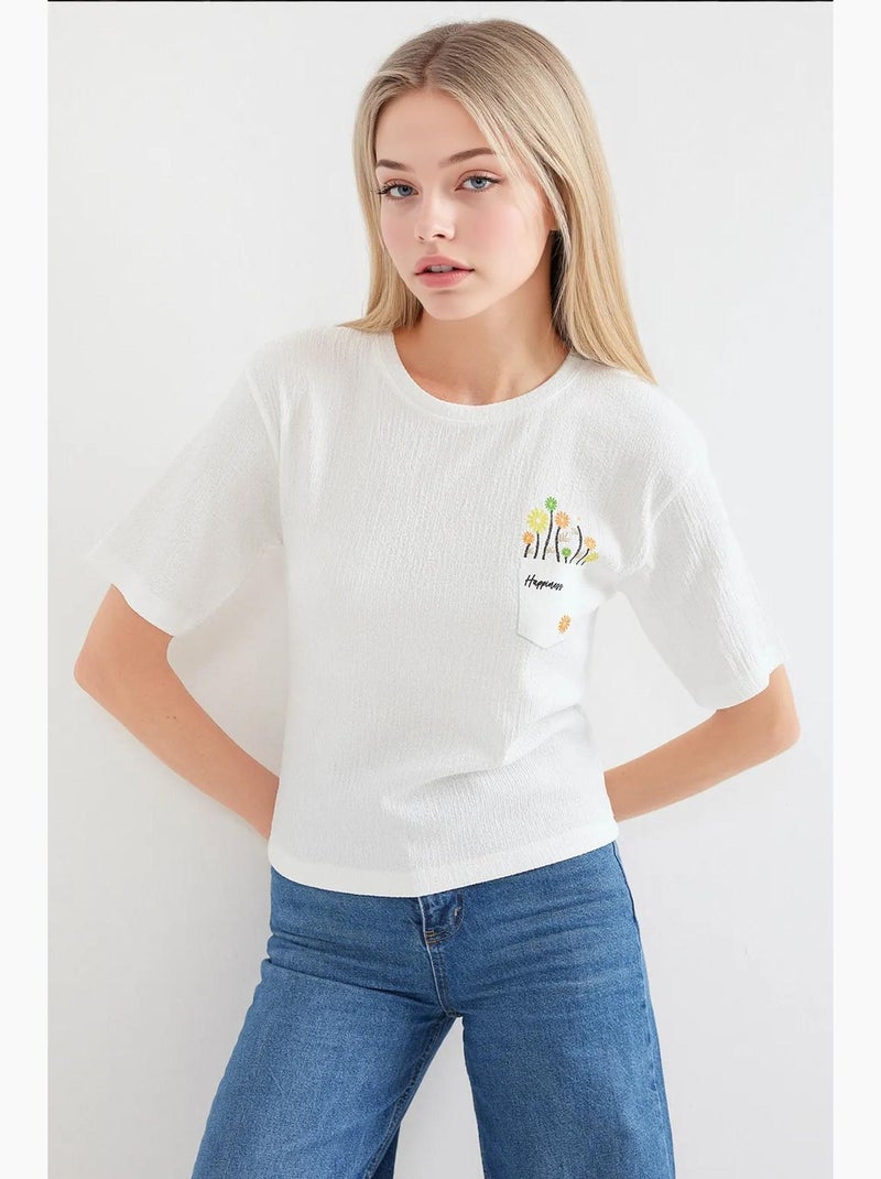 T-shirt basique en tricot imprimé bdart Blanc - Kiabi