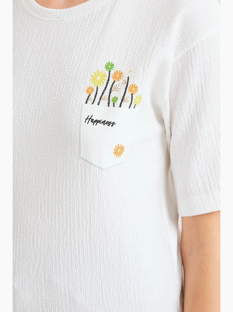 T-shirt basique en tricot imprimé bdart Blanc - Kiabi